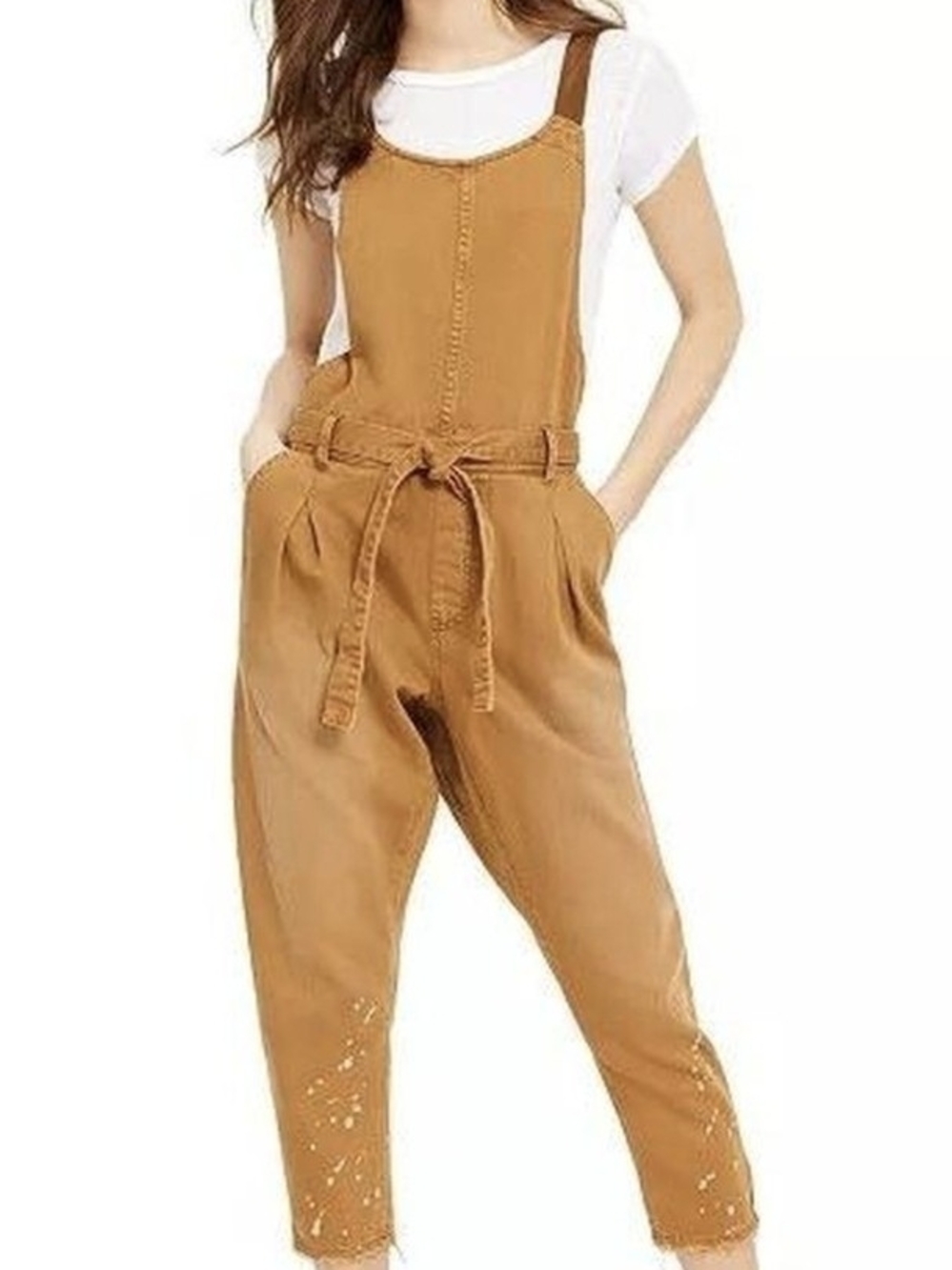 Free People Painters Overalls Tan XL